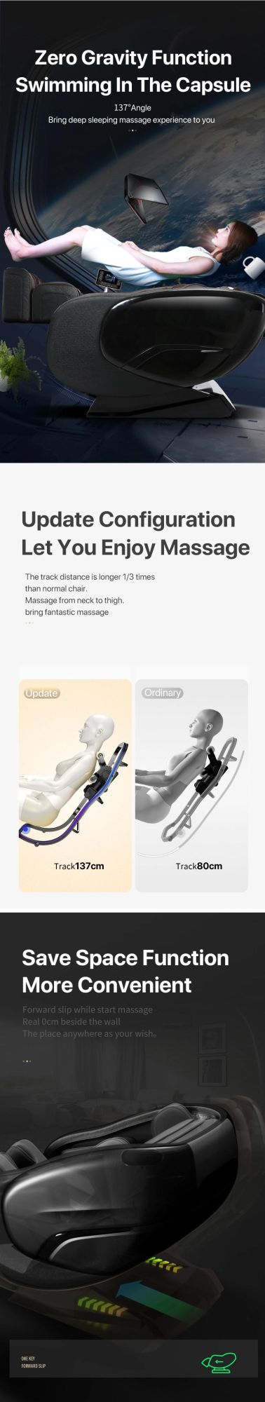 Luxury Best Selling Zero Gravity Shiatsu Massage Chair Reluex Full Body Application Music Extension Massage Chair