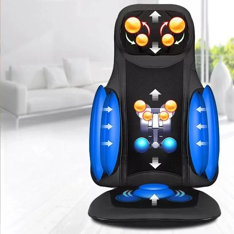 Deluxe  Compression 3D Shiatsu Tapping Kneading Electric Neck Shoulder Back and Buttocks Massage Cushion with Airbags