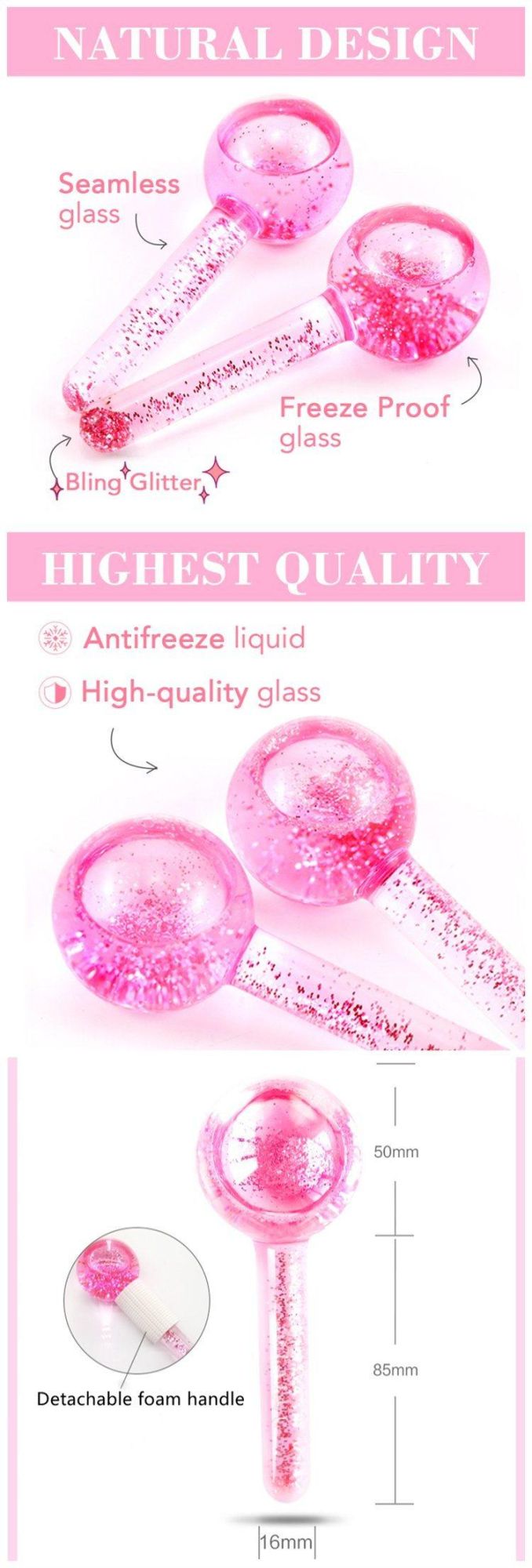 Private Label Anti Aging Summer Cooling Skin Care Beauty Glitter Ice Globes for Facial