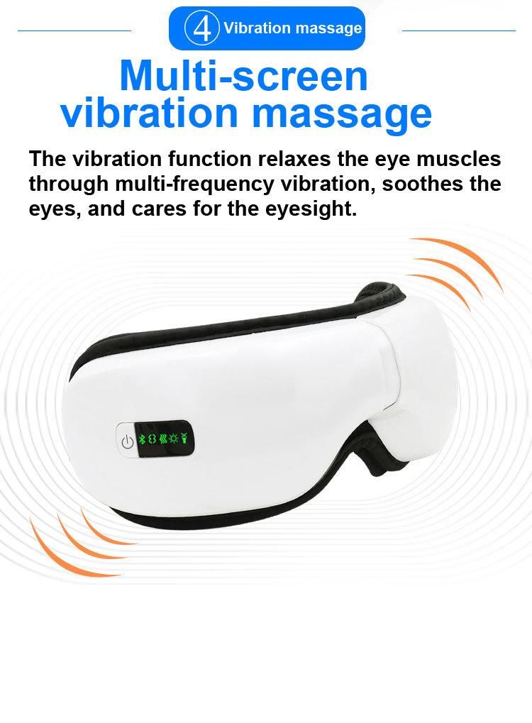 High Frequency Vibrating Warm Heated Air Pressure Wireless Vibrative Eye Massager with Music