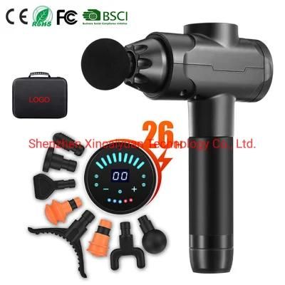 Private Patentelectric Portable Handled Massage Gun 30 Speeds Deep Tissue Percussion Vibration Muscle Neck Shoulder Relax Cordless LCD Screen