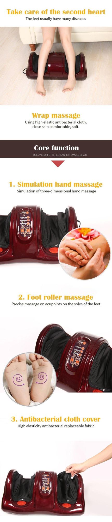 Electric Blood Circulation Vibrating Heating Foot Massager Machine