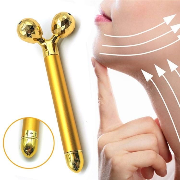 2021 24K Gold Energy Beauty Bar Vibrating Facial Lifting Skin Care T Shape Y Shape Electric Face Massager