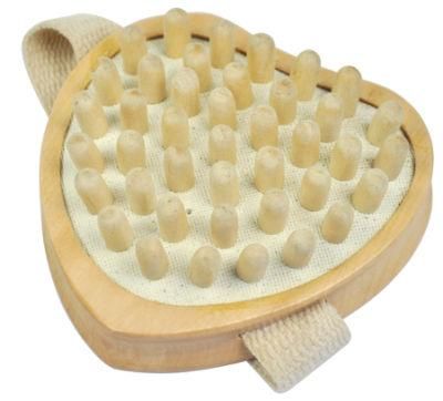 Heart Shape Wooden Body Bath Massager Brush with Belt