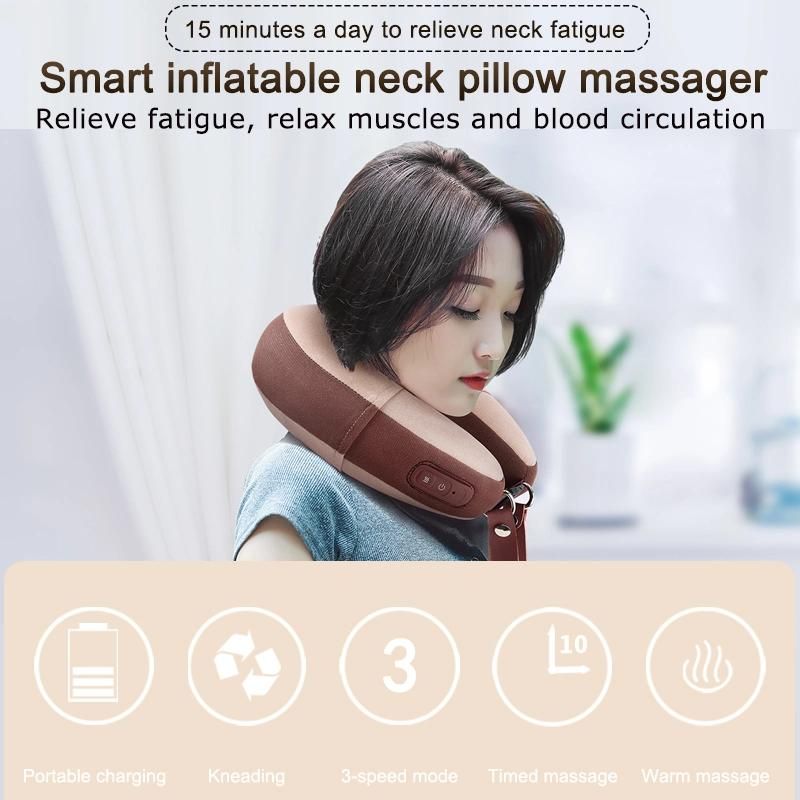 Airplane Sleeping Round-Shaped Air Bag Type Portable Neck Massager Shiatu Massage Travel Pillow