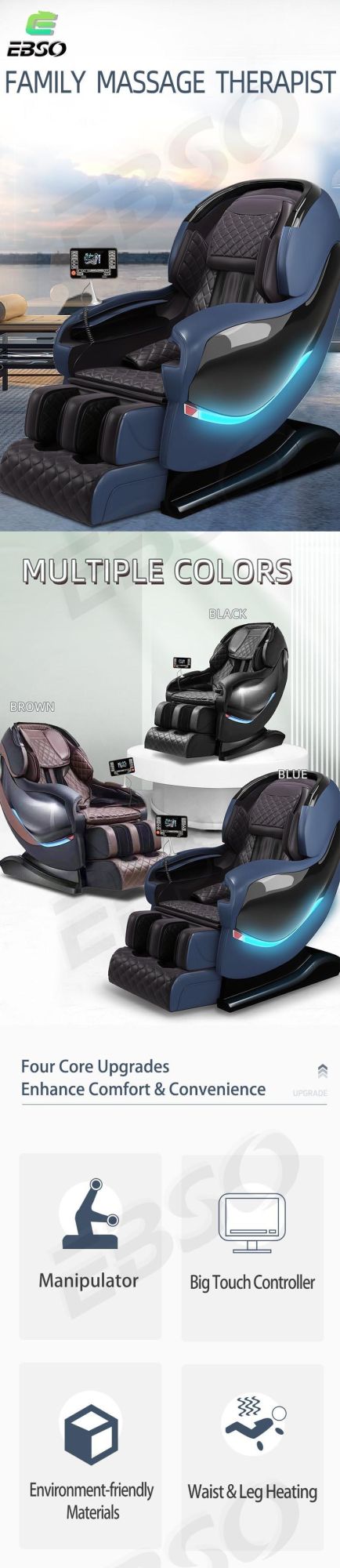 Full Body Recliner Zero Gravity Foot Rollers Cheap Massage Chair