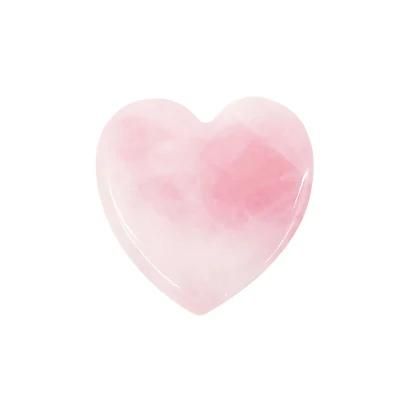 Christmas Gift Heart Shape Guasha Board Natural Rose Quartz Jade Stone Guasha Board