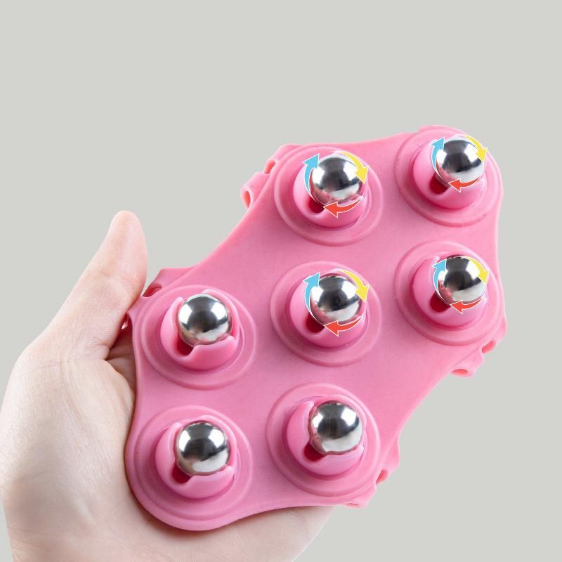 Seven Beads Roller Ball Body Massage Glove Anti-Cellulite Muscle Pain Relief Relax Massager for Neck Back Shoulder Buttocks Face Lift Tools