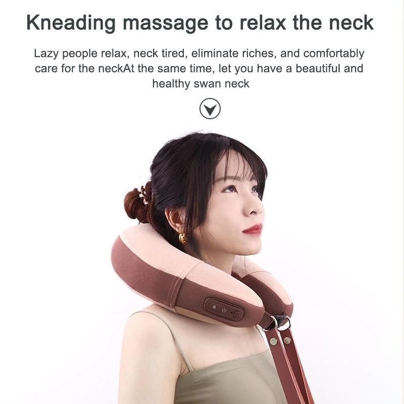 Airplane Sleeping Round-Shaped Air Bag Type Portable Neck Massager Shiatu Massage Travel Pillow