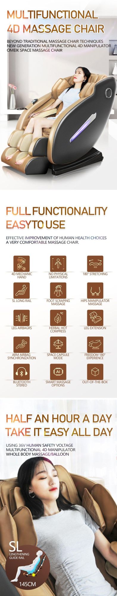 Electric Zero Gravity Full Body Shiatsu Massage Chair