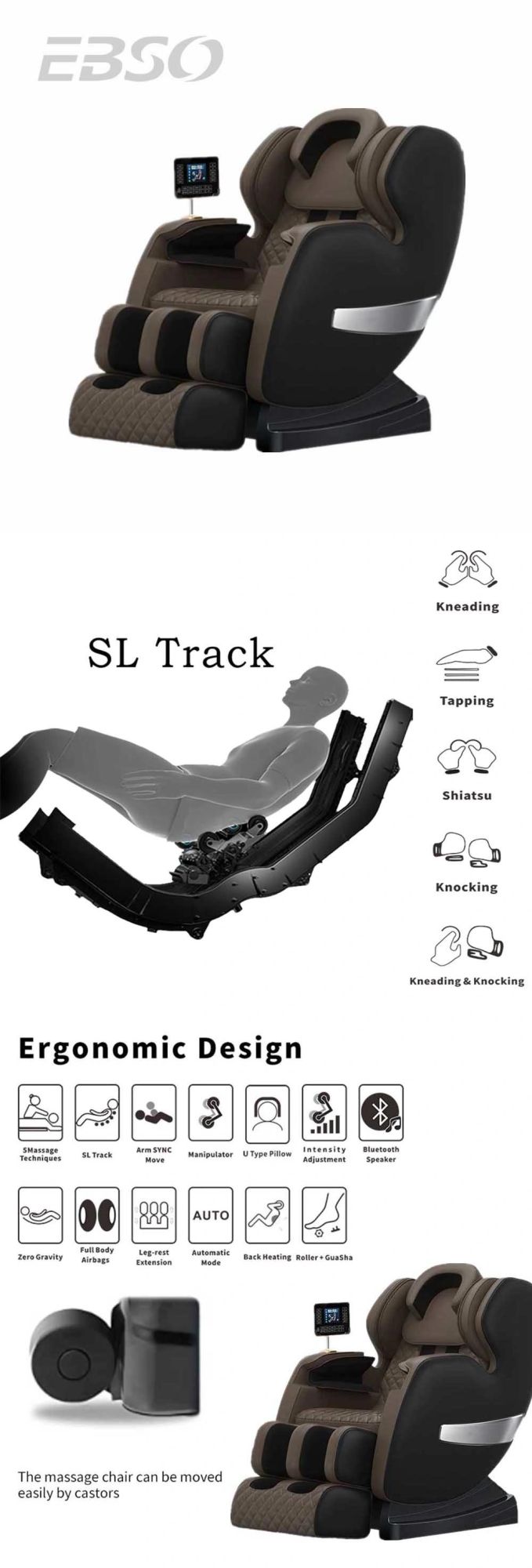 U Type Pillow SL Track Shiatsu Massage Chair