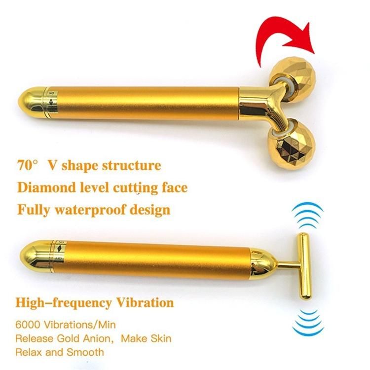 2021 24K Gold Energy Beauty Bar Vibrating Facial Lifting Skin Care T Shape Y Shape Electric Face Massager