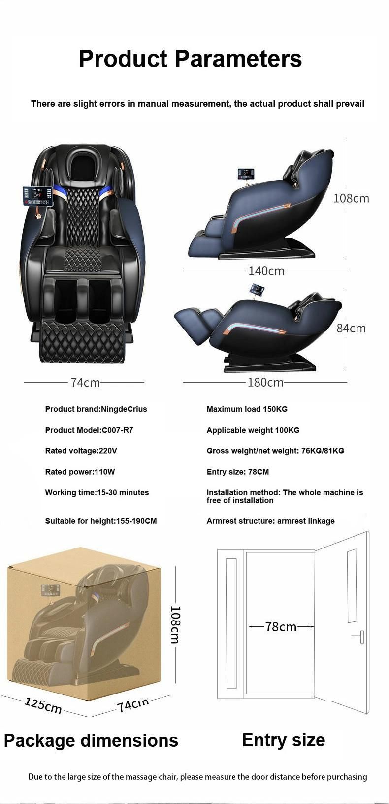 Ningdecrius C320L-22 2022 Ai Voice Control Big Size SL Super Long Rail 4D Manipulator with Breath Light Electric Massage Chair