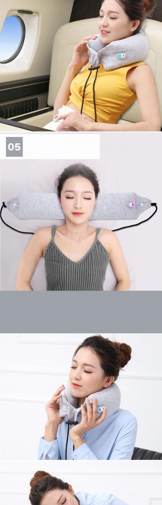 U-Type Pillow Portable Nap Neck Protection Pillow, Travelling Pillow with Massage