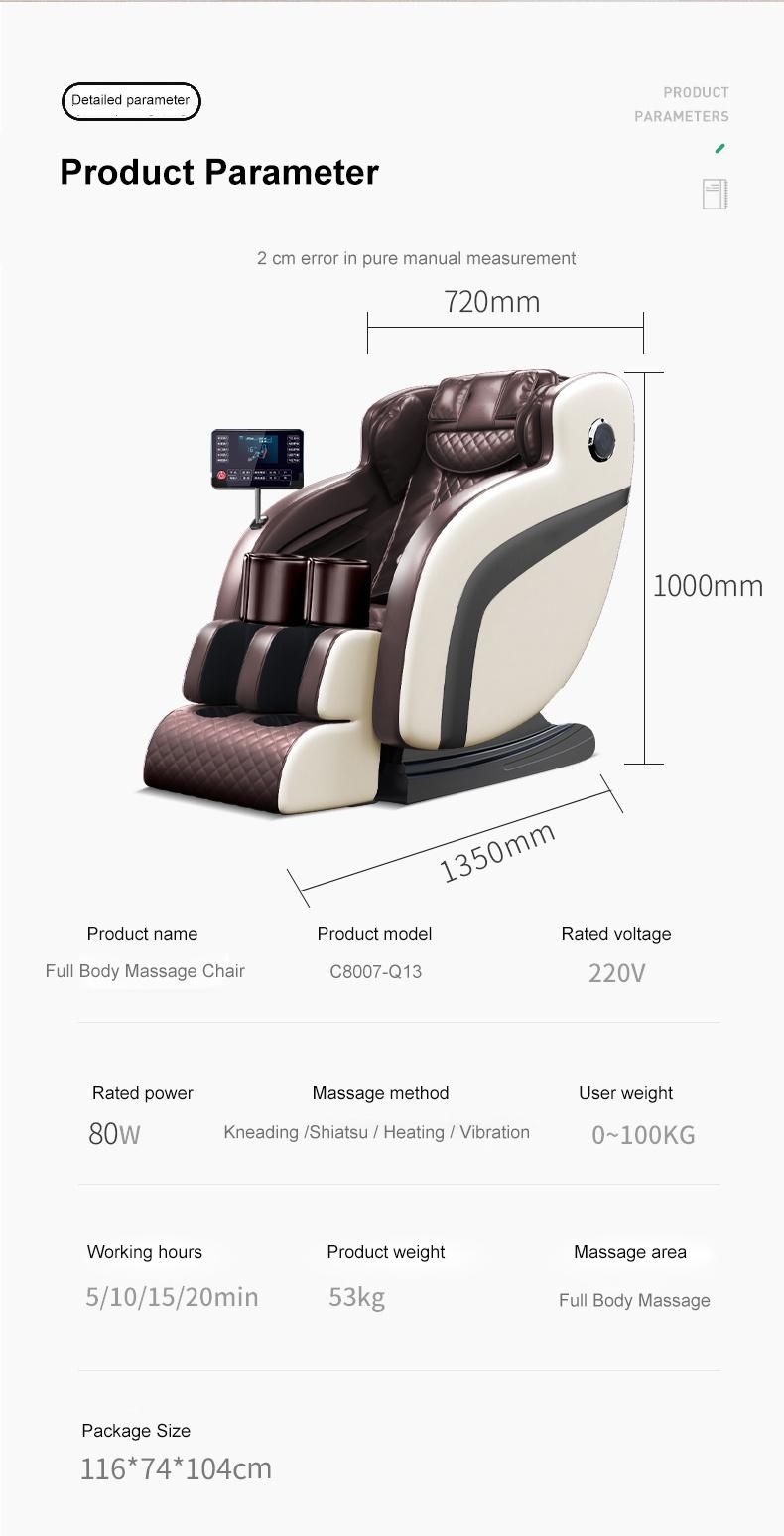 Ningdecrius C8007- Q13 2021 Zero Gravity 4D Philippines Office SL Track Shiatsu LCD Touch Screen Stretch Bluetooth Massage Chair