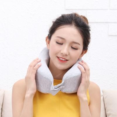 Hezheng Gray Memory Foam Vibration U Shaped Travel Neck Massage Pillow for Cordless Electric Cervical Massage