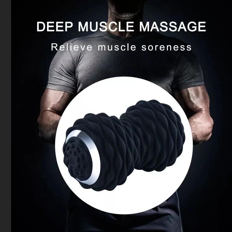 Electric Rechargeable Portable 4-Speed Vibrating Massage Peanut Ball Dual Foam Roller for Deep Tissue Recovery