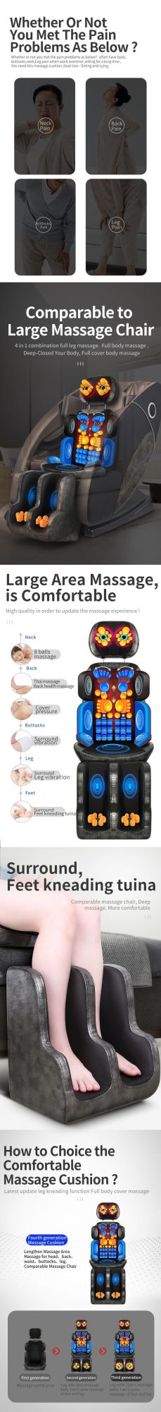 Vibrating Electric Neck Shoulder Back Relax Shiatsu Heat Car Seat Massage Cushion