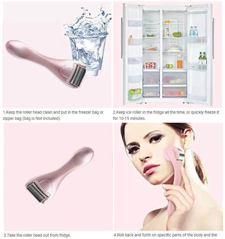 Facial Care Ice Roller Stainless Steel Ice Face Roller with Spiked Roller Head