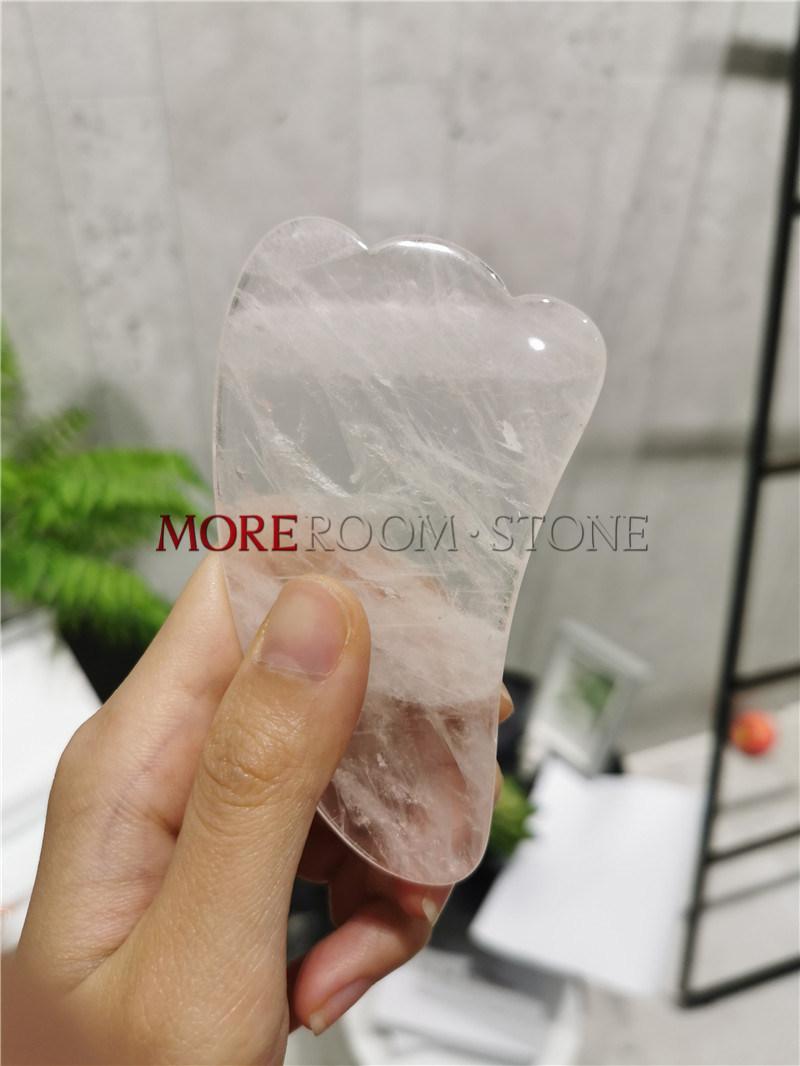 Wholesale Flawless Contour Natural Crystal Rose Quartz Facial Massager Roller with Guasha