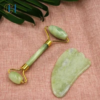 Amazon Hot Sale Jade Roller with Package Box Natural Jade Facial Massage Roller Green Jade Face Massage Roller