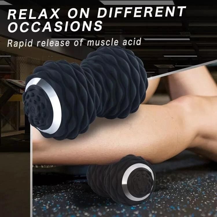 Electric Rechargeable Portable 4-Speed Vibrating Massage Peanut Ball Dual Foam Roller for Deep Tissue Recovery