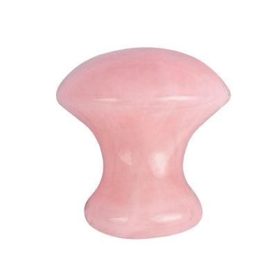 Premium Natural Rose Quartz Scraping Massage Tool Physical Therapy Handmade Mushroom Shaped Jade Stone Guasha Board Tool