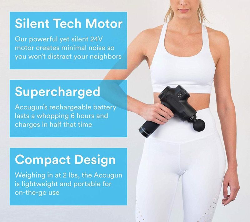 Deep Muscle Percussion Massage Gun, Super Quiet Gun Massager Handheld for Pain Relief Portable Cordless Vibration Massage Gun Body Muscle Therapy Fascia Massage