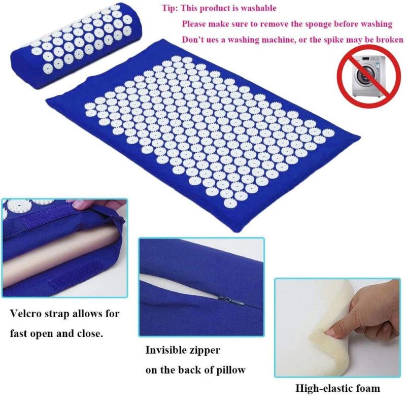 Acupressure Mat and Pillow Set for Back/Neck Pain Relief and Muscle Relaxation