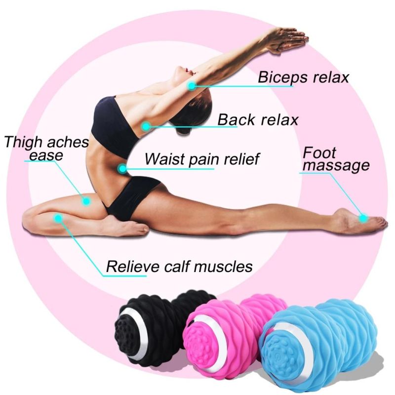 Electric Rechargeable Portable 4-Speed Vibrating Massage Peanut Ball Dual Foam Roller for Deep Tissue Recovery