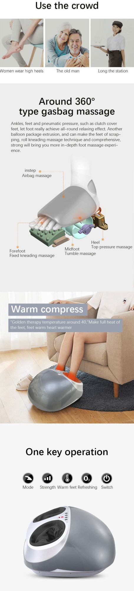 Vibration Massager Foot Electric Air Pressure Foot Massage Machine 360 Degree Full Wrap Massage