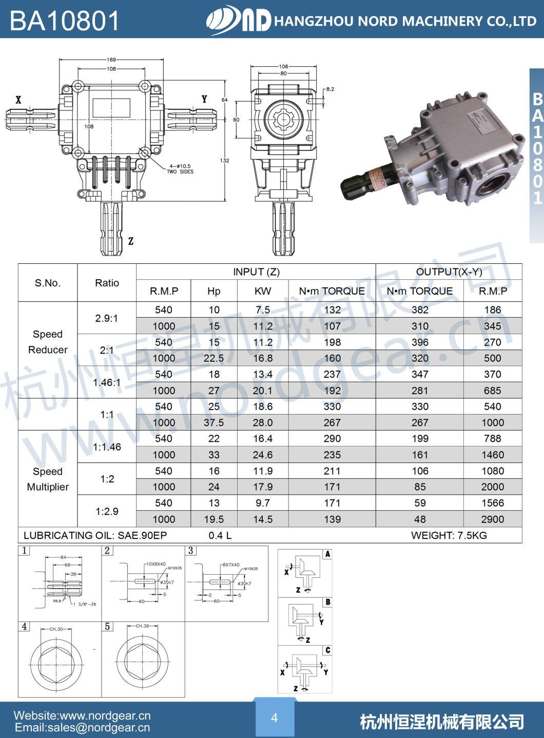 Agricultural Aluminum Gearbox for Agriculture Small Rotary Cultivator Manual/Conical Fertilizer Distributor/Salt Spreader Sawmill Pto Gear Box