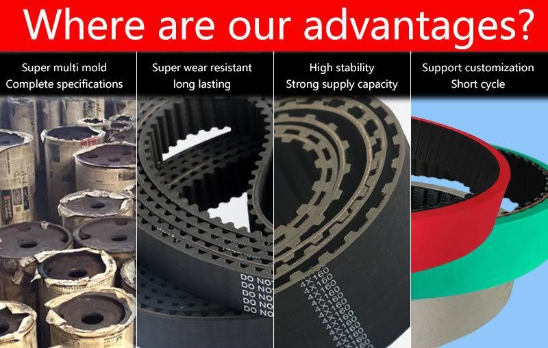 Auto Motorcycle Parts Fan Conveyor Synchronous Tooth Drive Ribbed Flat Pk Transmission Industrial Rubber PVC PU V Timing Belt