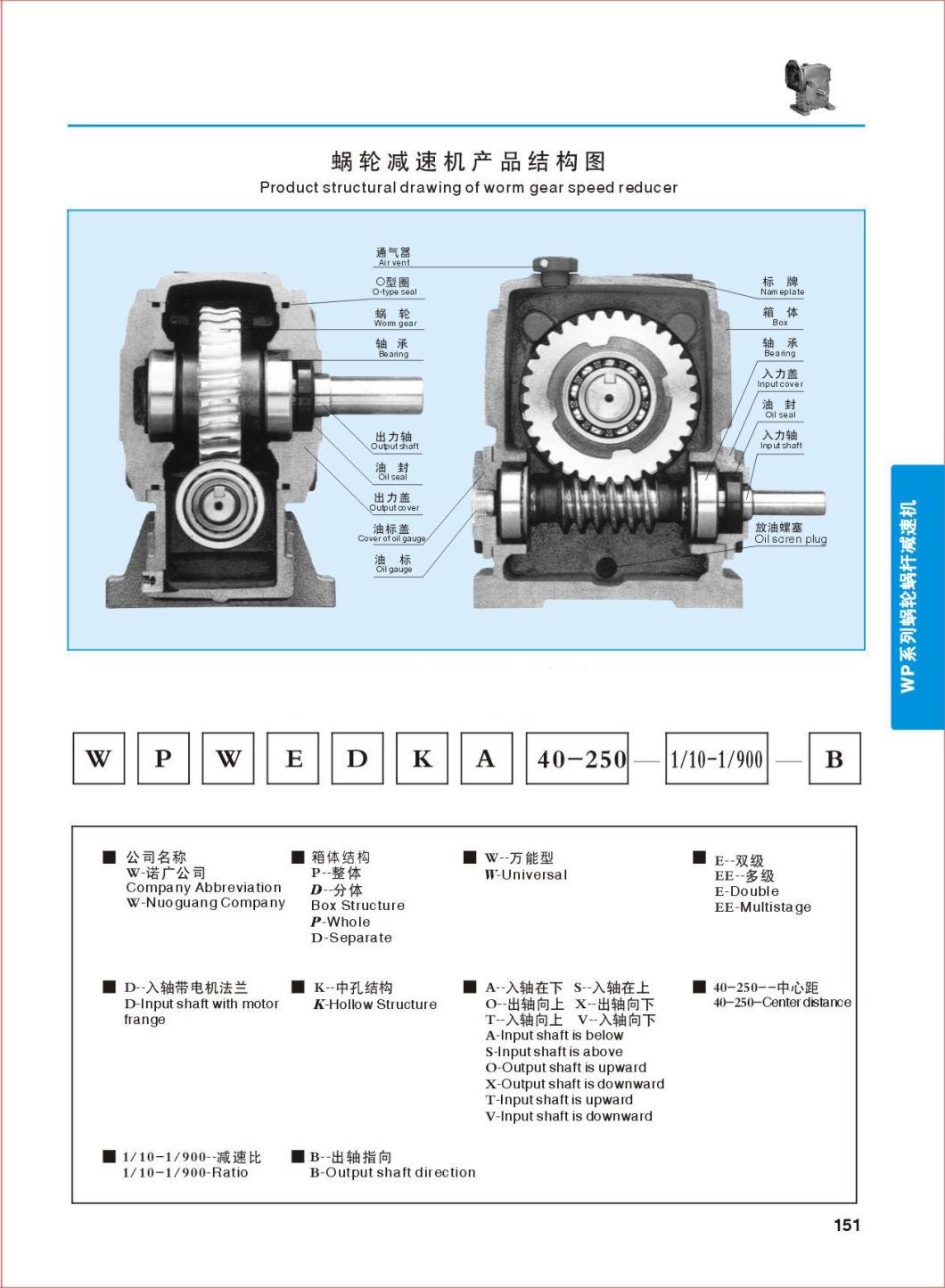 Wpa Cast Iron Worm Gear Reducer