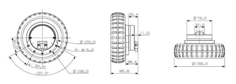 Agv Motor Wheel Drive Wheel Assembly 190W 24V Built-in Motor Controller Wheel for Agv with 1.67m/S Line Speed 24V Rated Voltage (TZDL-190-Y)