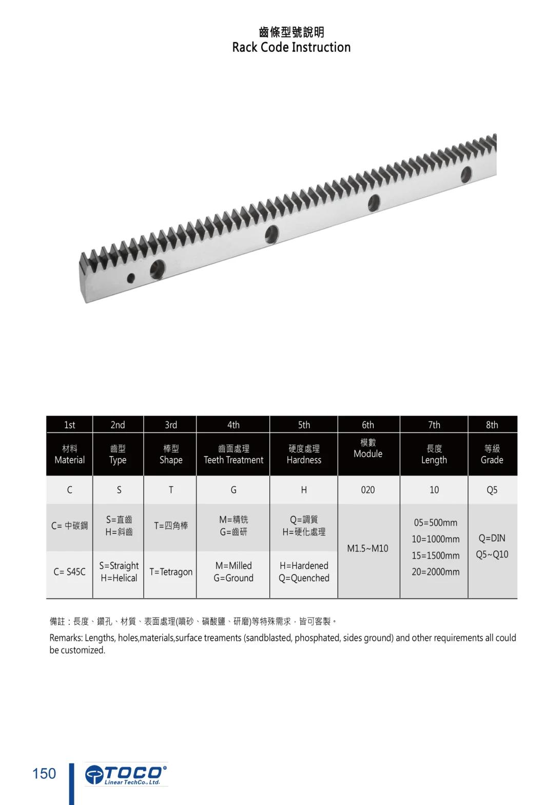 Toco Motion Rack and Pinion for General Industry Machinery