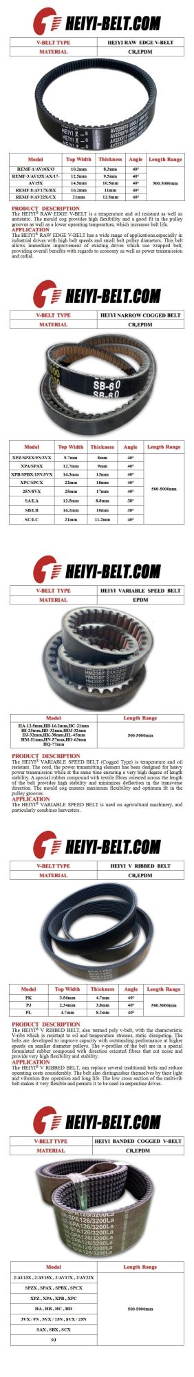 Narrow V Belt 3vx/5vx/8vx/Xpz/Xpa/Xpb/Xpc