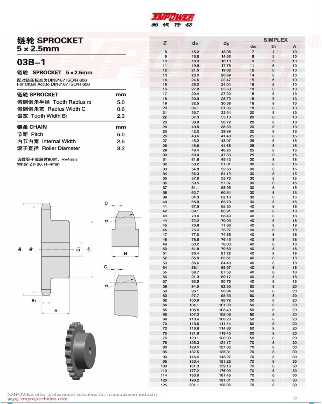 Precision Sprocket 03b-1 for Roller Chain 5X2.50mm