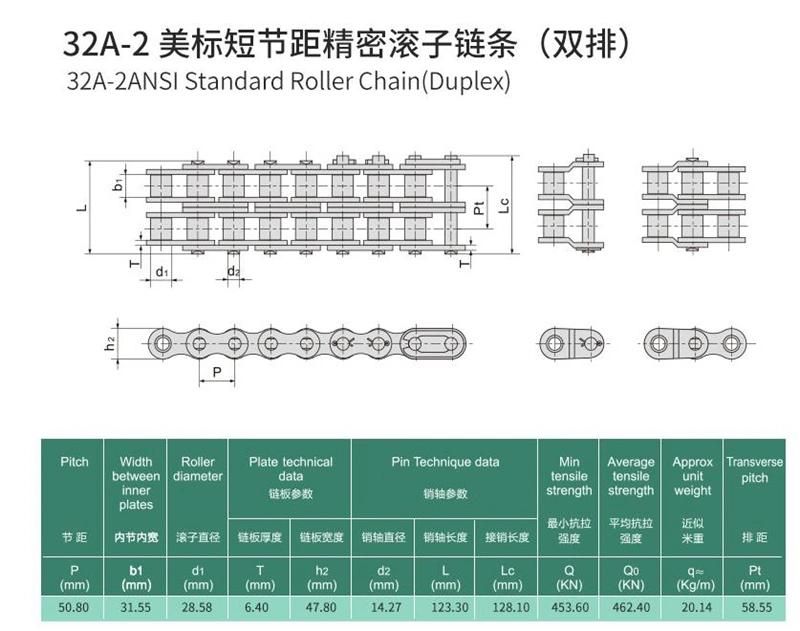 Triple Row Roller Chain Heavy Duty Chain for Industrial Use