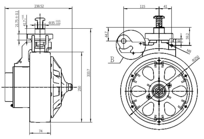 Automatic Car Wheel Customizable Agv Drive Steering Wheel Transport Equipment 48VDC Motor Wheel Industrial Horizontal Drive Wheel (TZ09-D075-48)