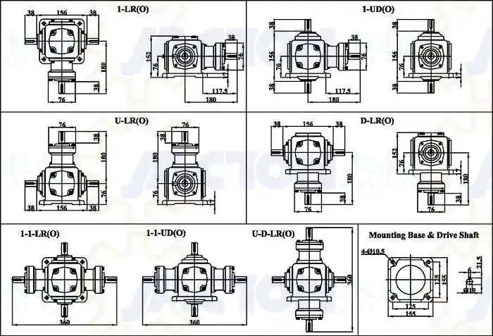 Jt19 Spiral Bevel Gearbox with Various Input Output Shaft Arrangements