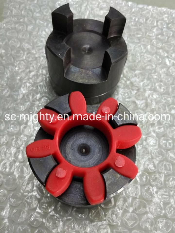 Chinese Manufacturer Mighty Steel C45 Gr/Ge Type Flexible Shaft Coupling with Red Rubber Insert