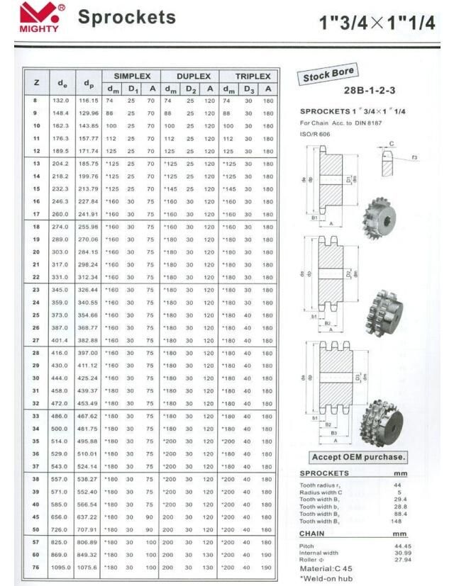 C45 Steel Sprockets for Transmission Parts with Hardened Tooth