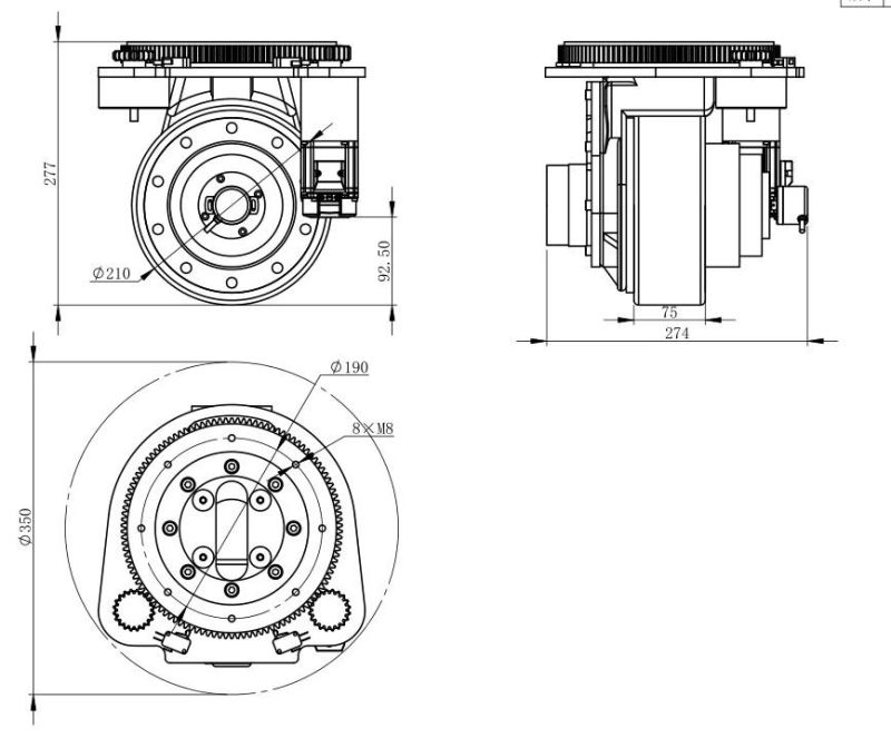 650W Driving Wheel with 200W Steering Wheel Smaller Steering Radius Agv Auto Electric Wheel 650W for Electric Stackers Tractors for Industrial (TZ09-D065S02)