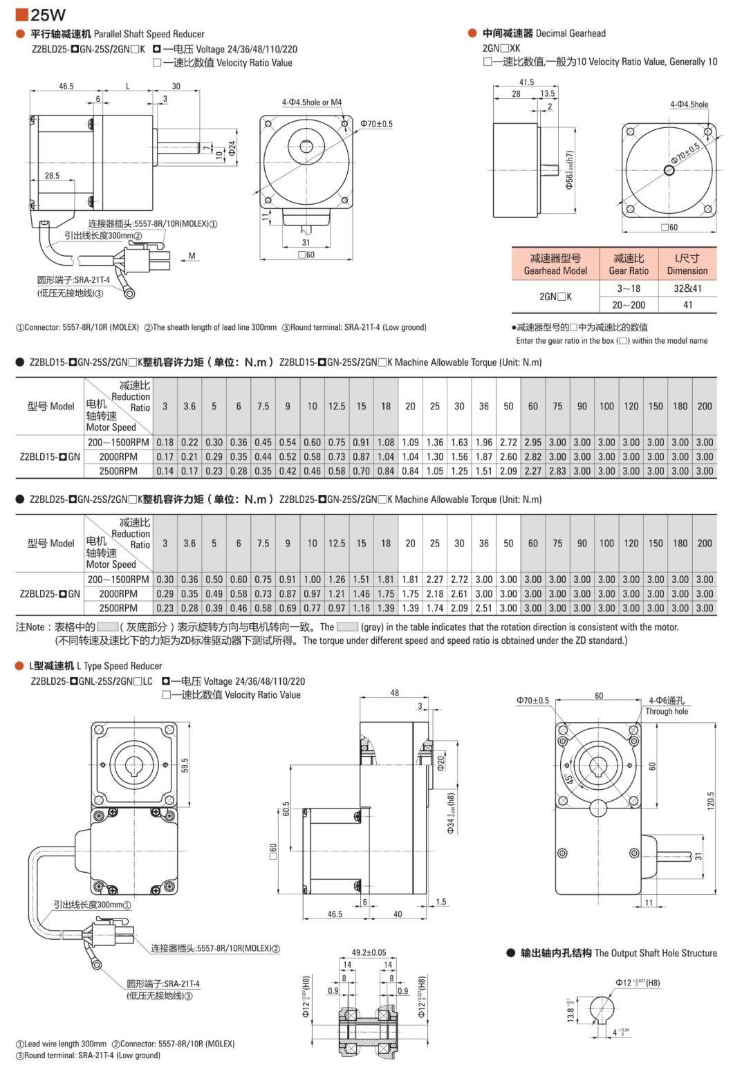 ZD IP20, IP54 Protection Class Brushless DC Gear Motor for Delivery Robot Sweeping Machine