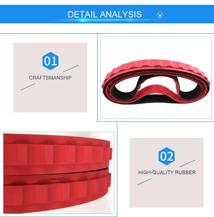 Red Multi-Groove Belt with Pattern for Tractor, Extruder