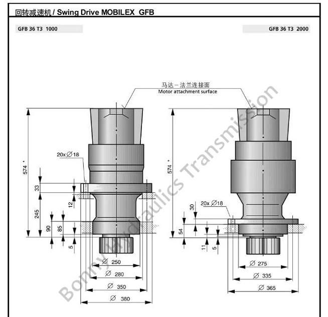 Swing Drive Gearbox/Slew Drive Gearbox Gfb36 T3 1000