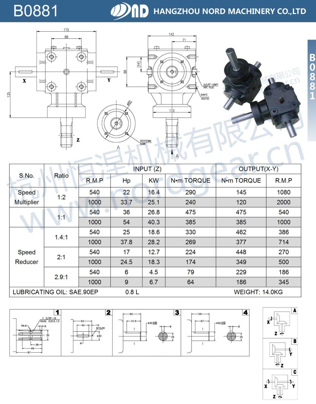 Agriculture Tractor Machinery Parts 90 Degree Angle Pto Round Bundle Machine Gearbox