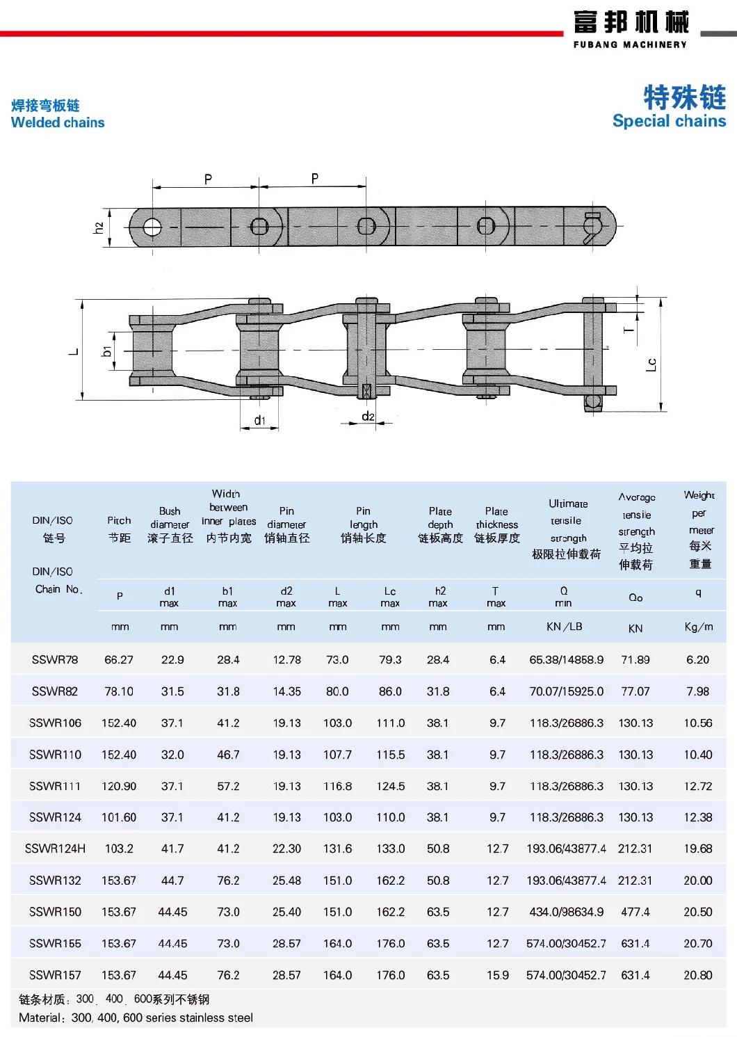 DIN Standard Welded Chain Stainless Steel Conveyor Chain with High Precision