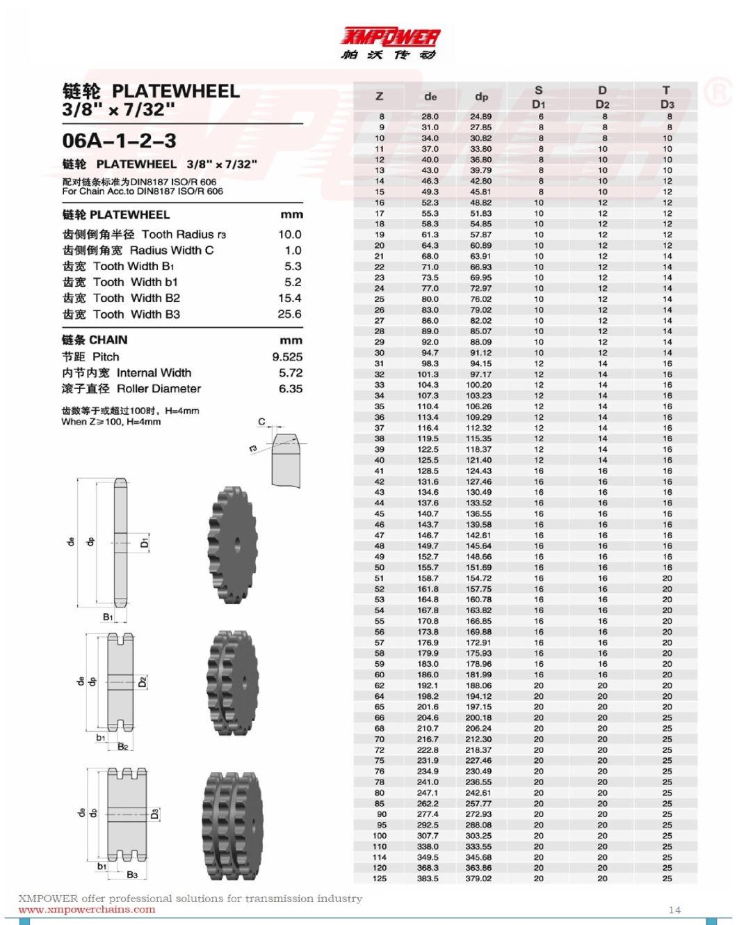 Precision Sprocket Platewheel 06A-1-2 for Roller Chain 3/8"X7/32"